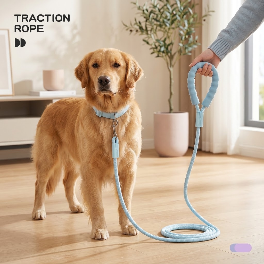 Custom Color Soft Foam Padded Handle Pastel Climbing Rope Dog Leash