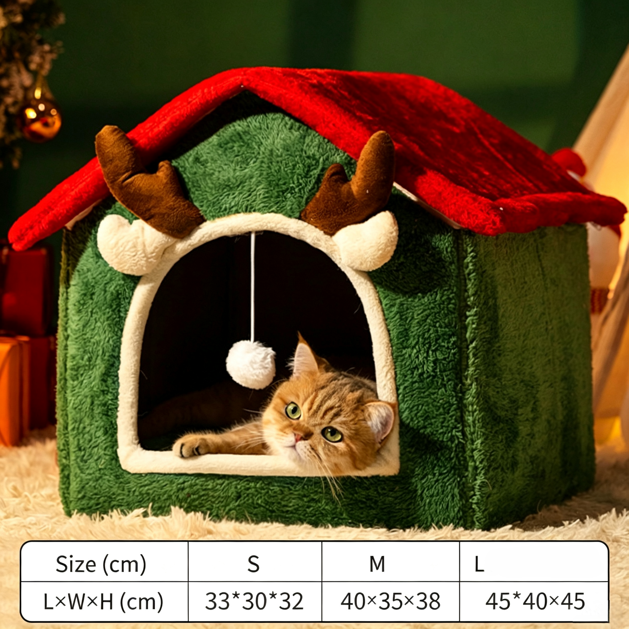 OEM/ODM Christmas Pet Plush Holiday Wreath Cozy Donut Dog Bed