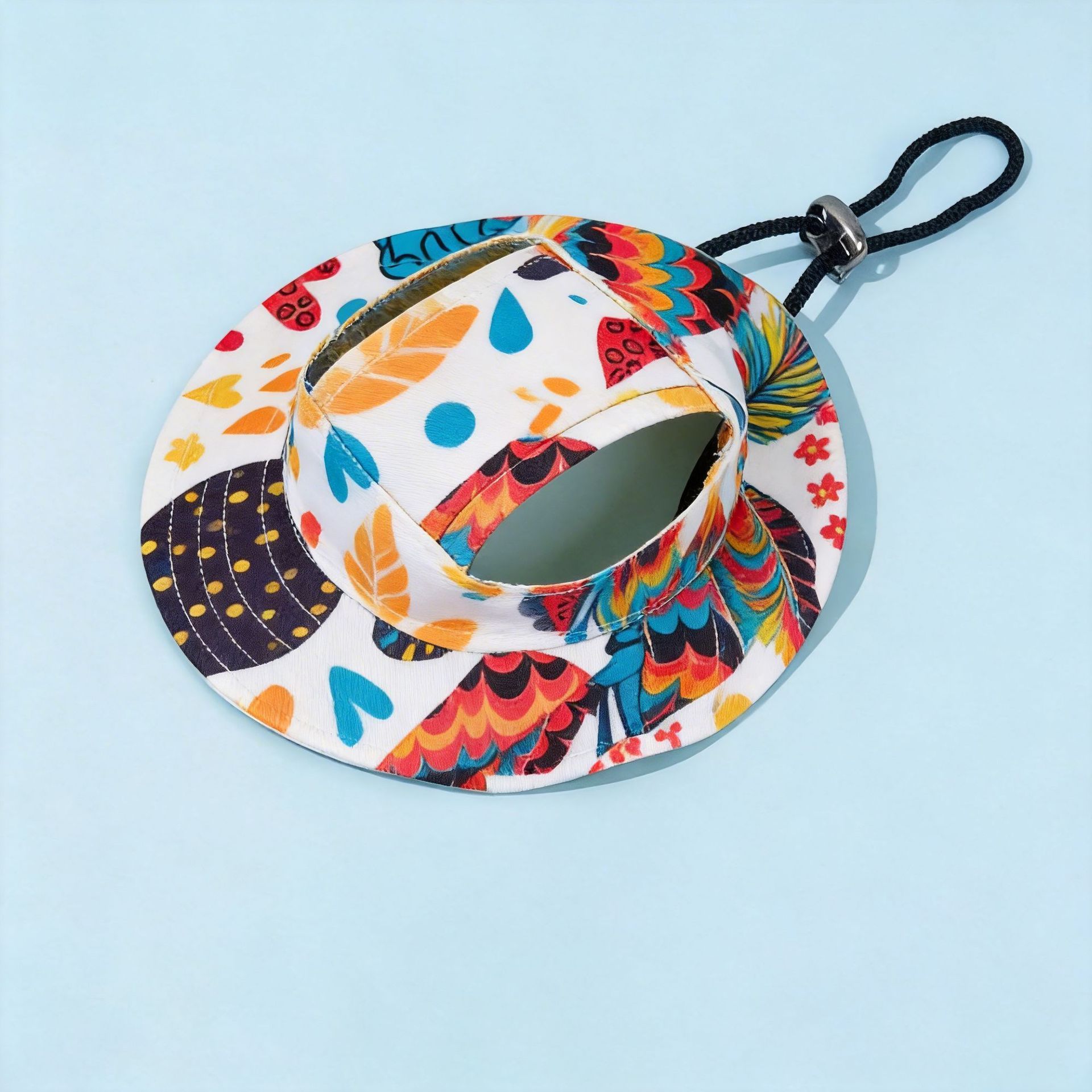 Custom Printing Adjustable Sun-Protection Pet Dog Cat Hat with Ear Holes