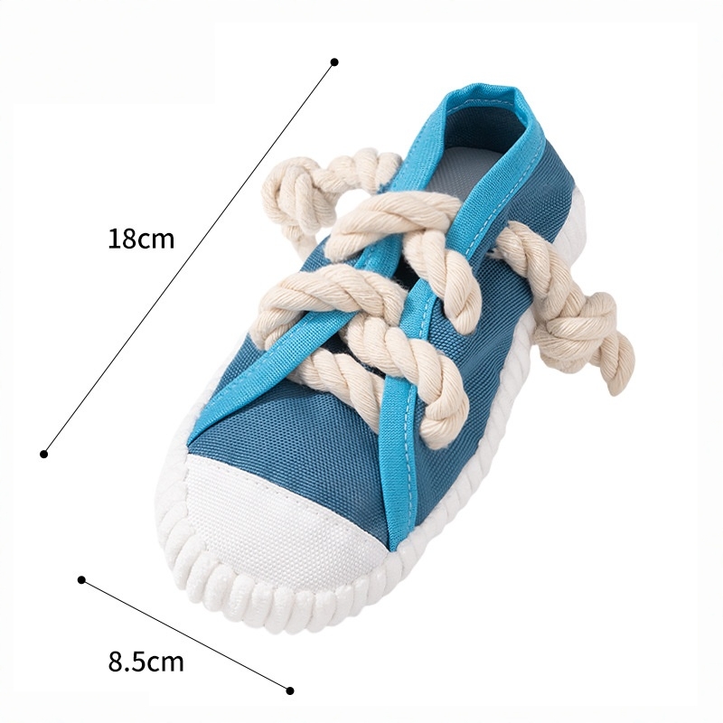 Custom Pet Plush Sneaker Shoe Dog Squeaky Rope Teething Toy