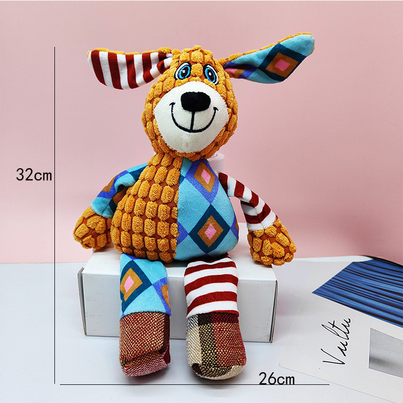 Corduroy Pet Toy Custom Plush Animal Dog Chew Squeaky Interactive Toy